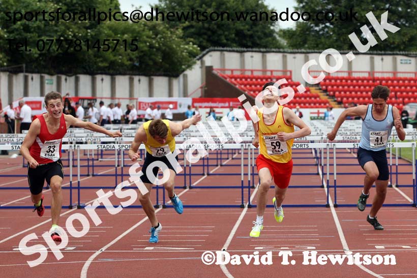 Inter boys 100 metres hurdles, 2015 English Schools, Gateshead. Photo: David T. Hewitson/Sports for All Pics